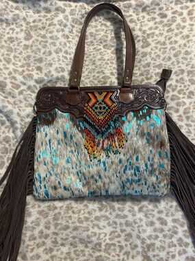 American Darling turquoise, beaded, cowhide bag!